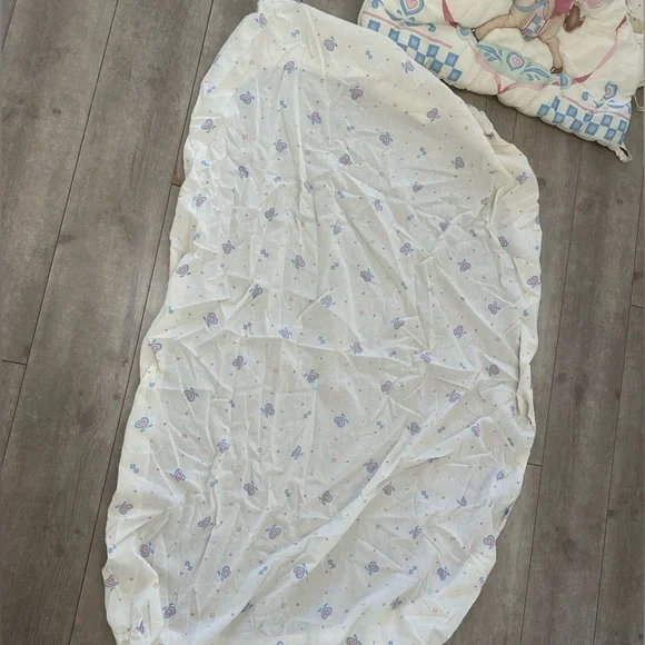 Vintage 90s Red Calliope Baby Bedding Complete Nursery SET Teddy Quilt & Accents